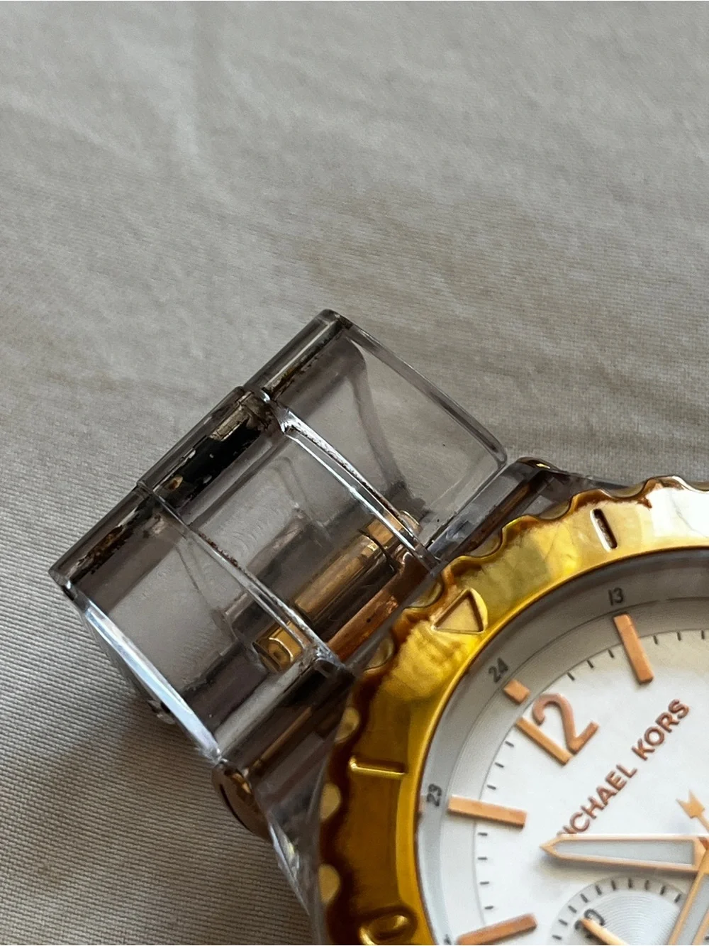 Michael Kors Clear Rose Gold Chronograph Watch